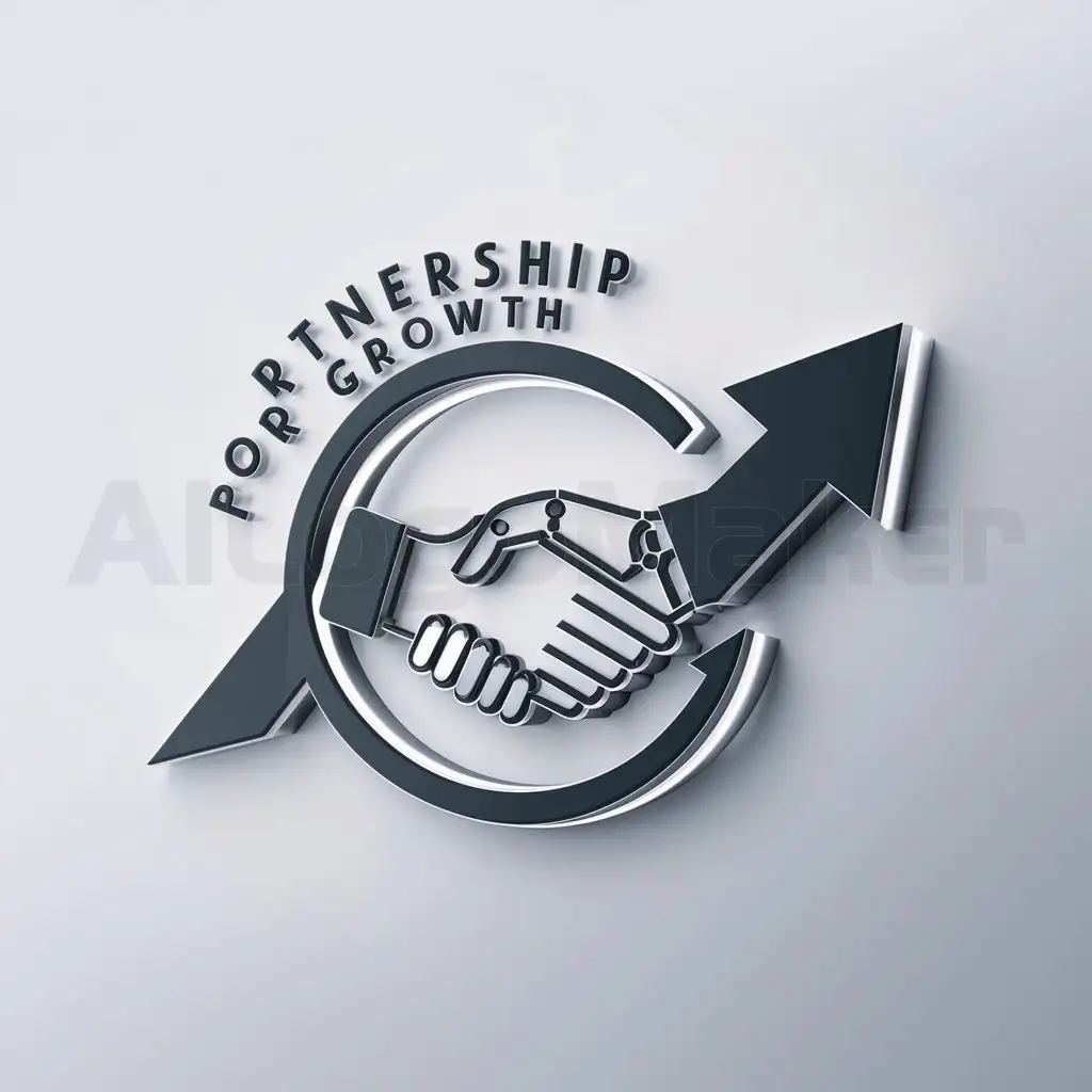 a logo design,with the text "Partnership for growth", main symbol:Handshake in a circle with an upward pointing arrow were fits,Moderate,be used in Support industry,clear background