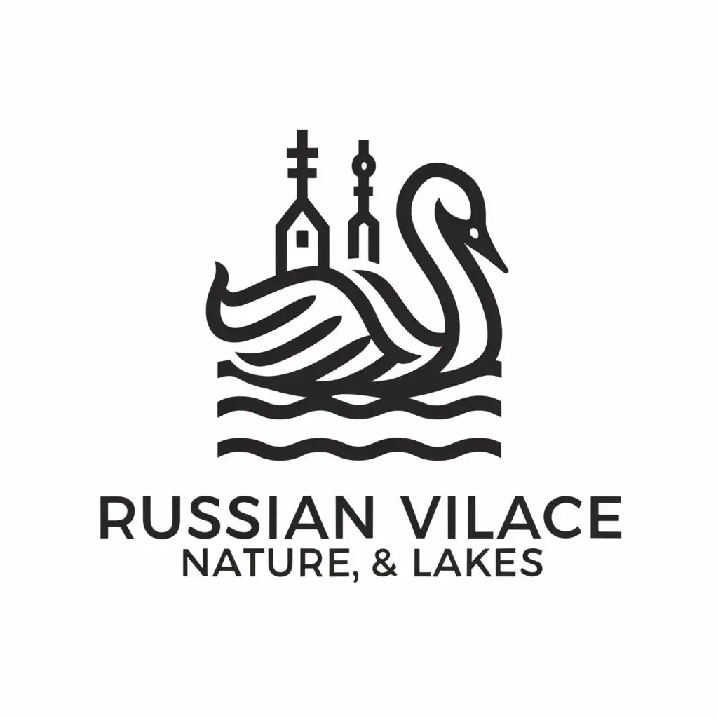 LOGO-Design-For-Russian-Village-Minimalistic-Swan-Emblem-Against-Clear-Background