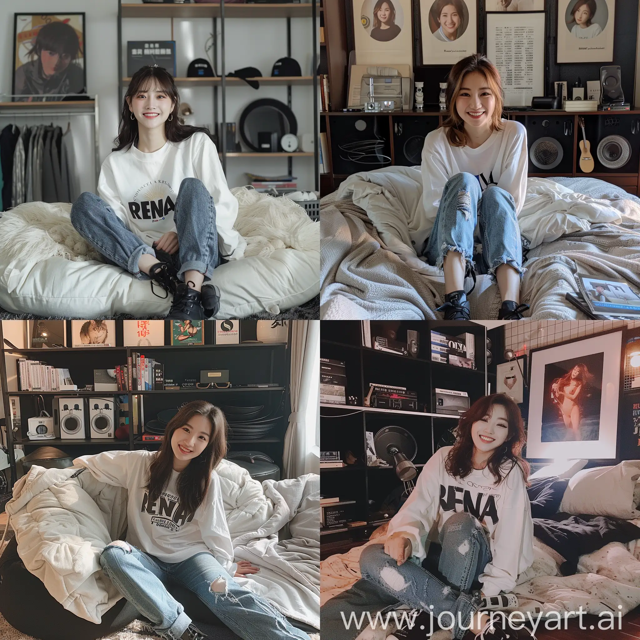 Funny-Taiwanese-Pop-Idol-in-Casual-Attire-Relaxing-in-Bedroom