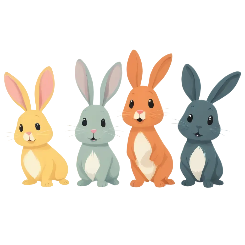 cartoon кролики разного цвета