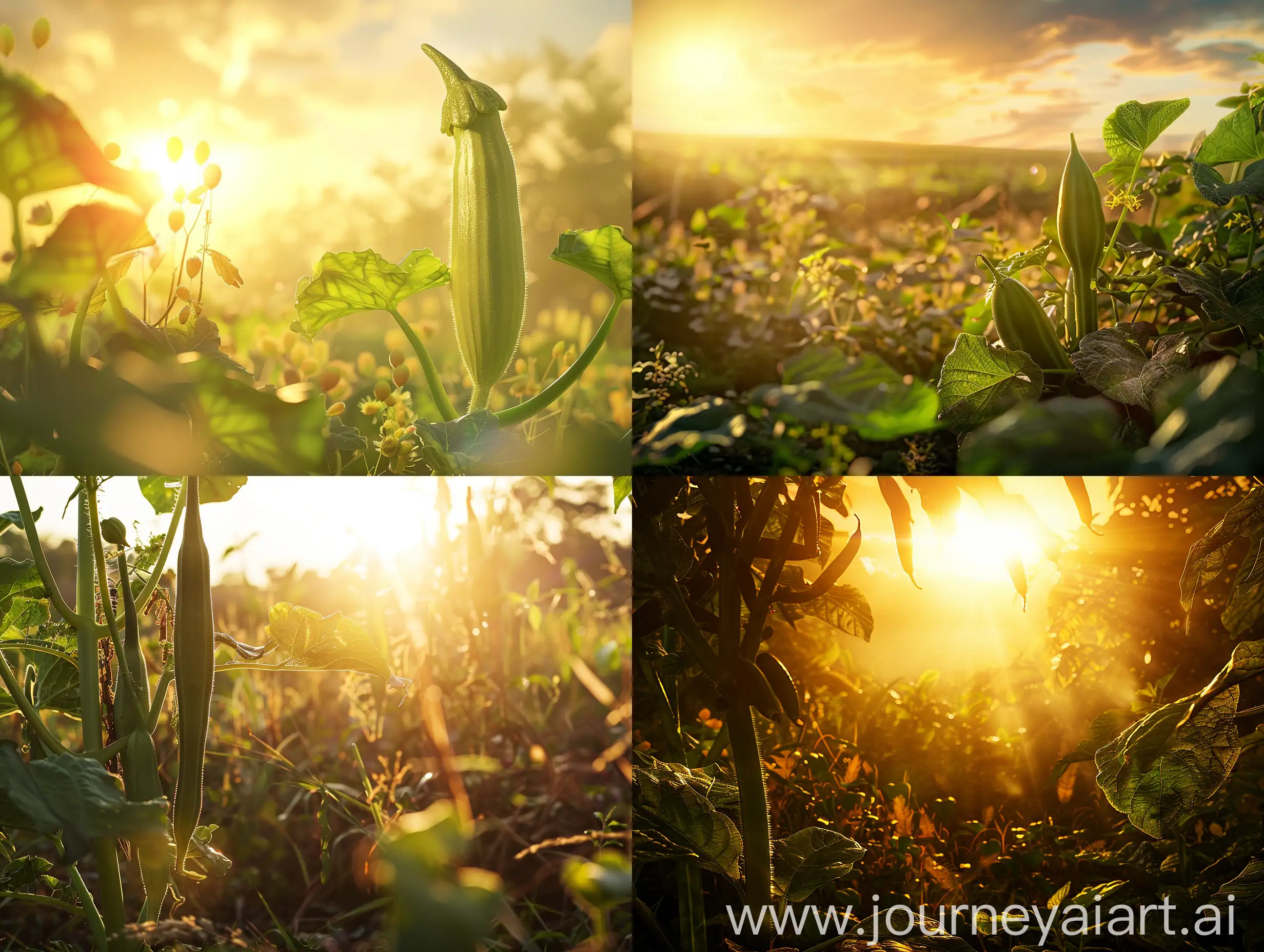 Vibrant-Okra-in-Golden-Sunlight-Capturing-Natural-Beauty-in-Detail