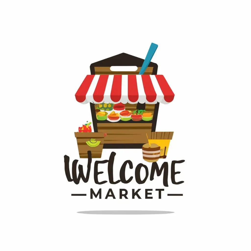 LOGO-Design-For-Welcome-Market-Vibrant-Food-Stall-Emblem-for-Events