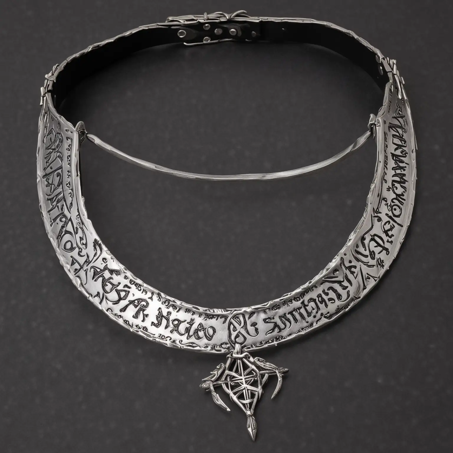 Elvish Runes Adorning Silver Collar Mystical Fantasy Jewelry