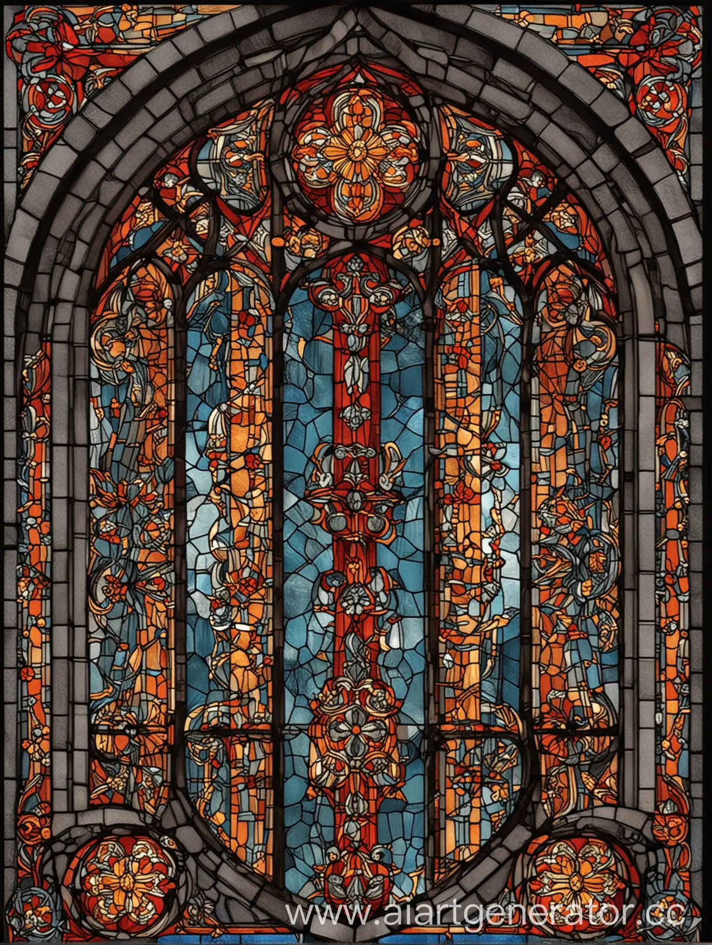 Gothic-Stained-Glass-Window-with-Large-Simple-Pattern
