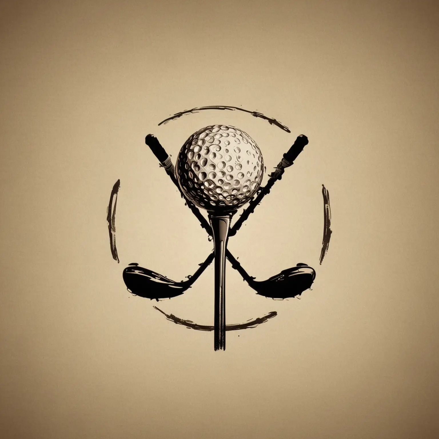 Vintage Golf Clubs Crossing Logo Design with Golf Ball