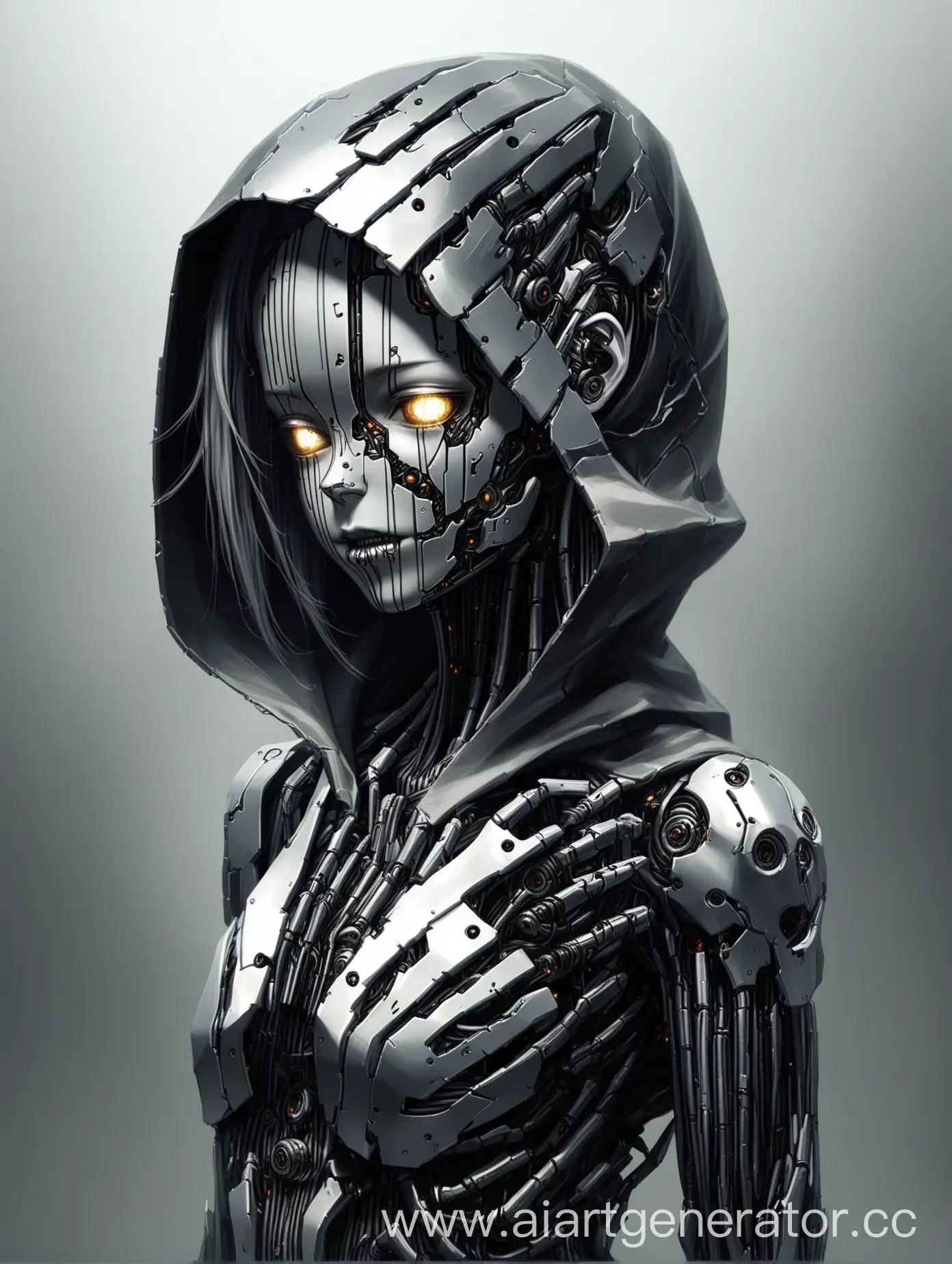 Cyborg-Girl-in-Killers-Clothing-with-Airy-Stripes-and-Hood
