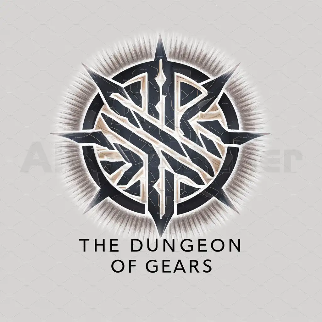 a logo design,with the text "The dungeon of gears", main symbol:shesternka,Moderate,clear background