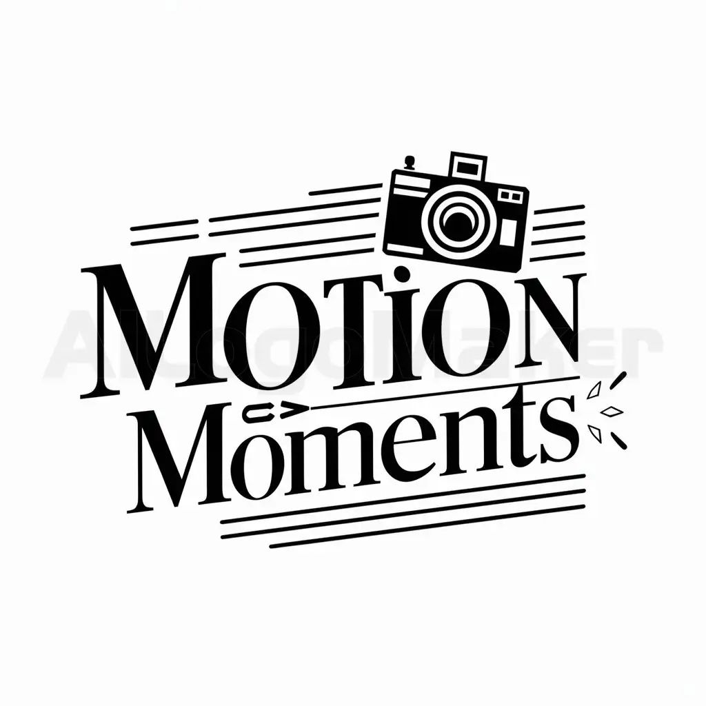 a logo design,with the text "Motion Moments", main symbol:photoapparatus,complex,be used in Events industry,clear background