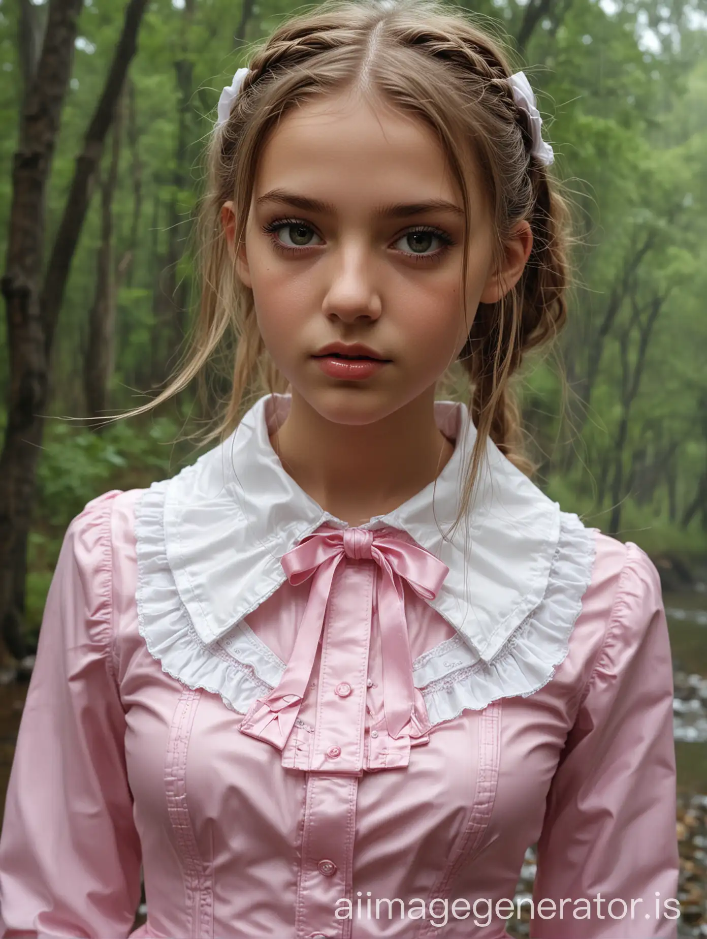 Ultra-Realistic-Portrait-of-a-Skinny-French-Lolita-Girl-Emerging-from-a-Forest-Lake-in-Summer-Rain