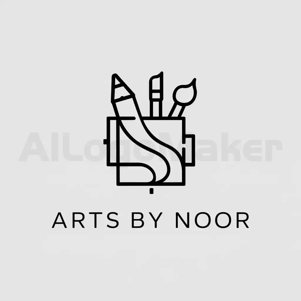 a logo design,with the text "Arts by noor", main symbol:pencil,brushes,canvas,paints,Minimalistic,be used in Others industry,clear background