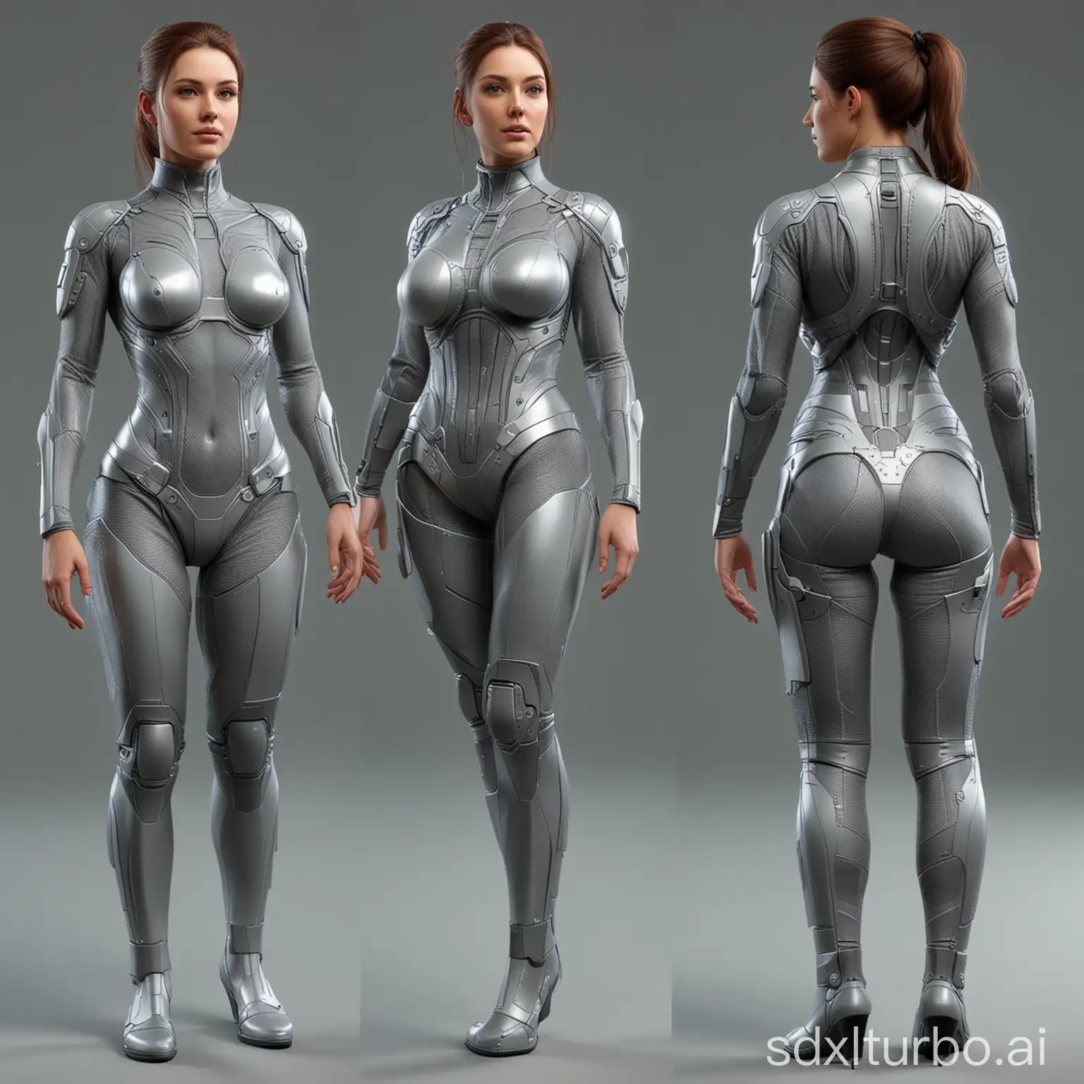 modern
  futuristic  realistic women for 3d mesh full body front and back image 
