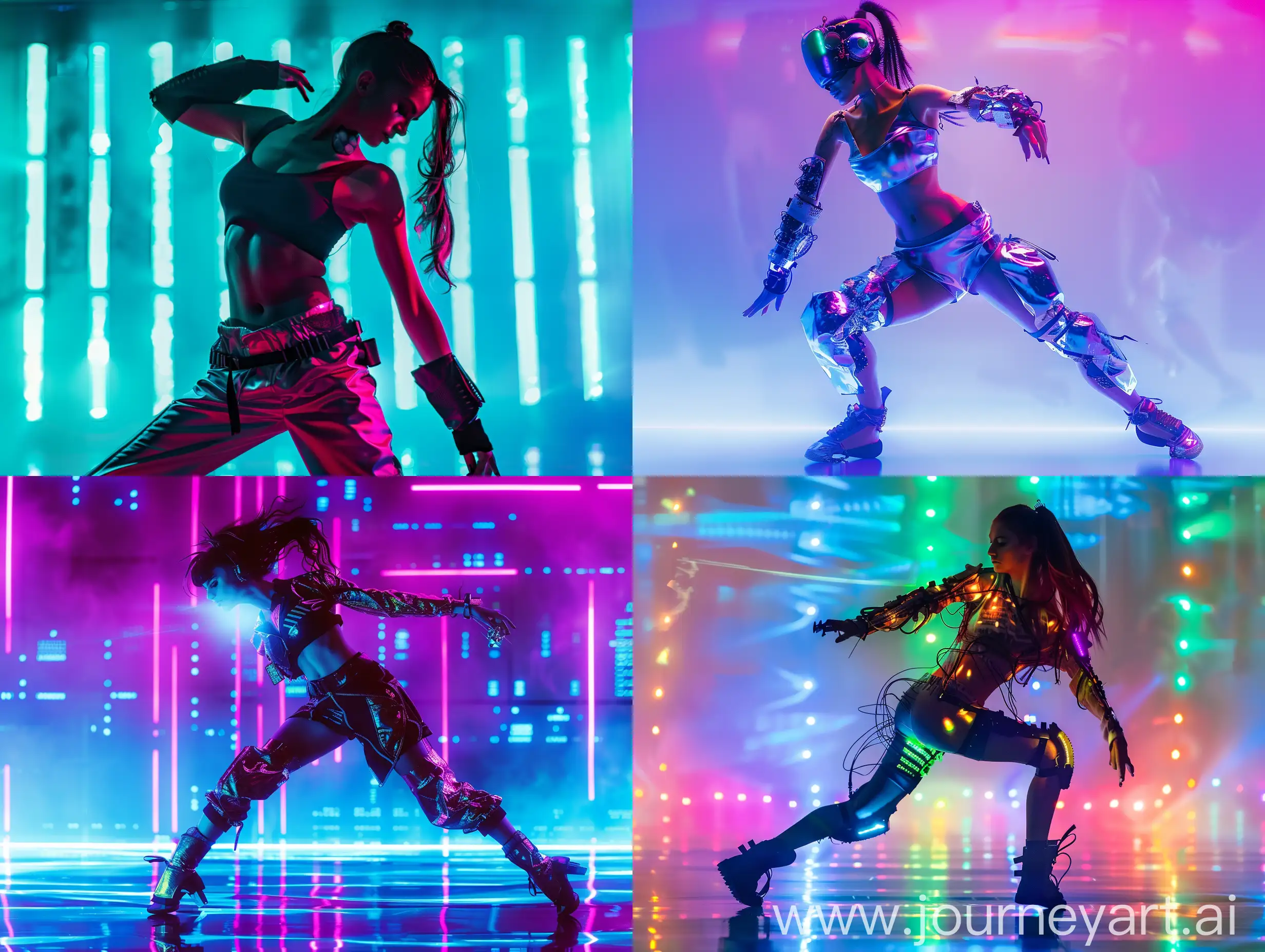 Futuristic-Cyberpunk-Woman-Dancing-in-Vibrant-Colors