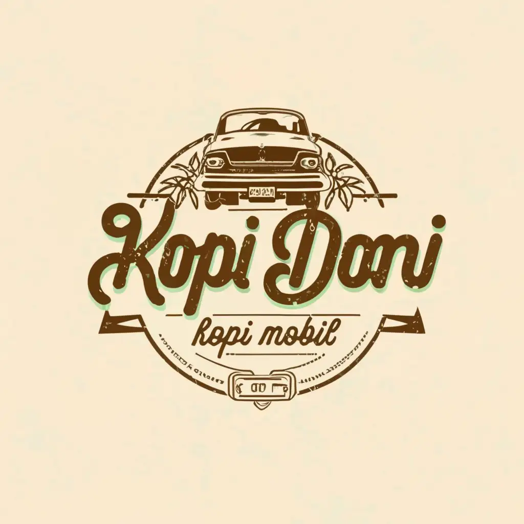 a logo design,with the text "Kopi Doni", main symbol:Kopi Mobil called Kopi Doni, with a retro design, give it an eye-catching look,Moderate,be used in Restaurant industry,clear background