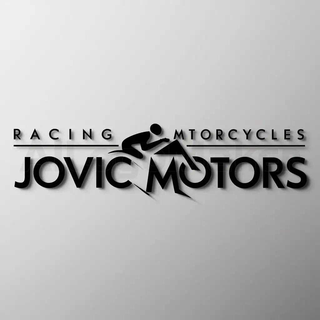 a logo design,with the text "Racing Motorcycles", main symbol:JovicMOTORS,Moderate,be used in Automotive industry,clear background