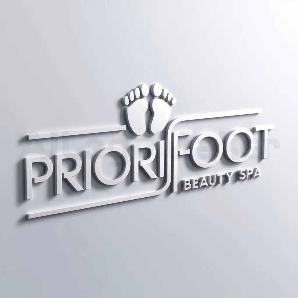 a logo design,with the text "priorifoot", main symbol:human feet,Minimalistic,be used in Beauty Spa industry,clear background