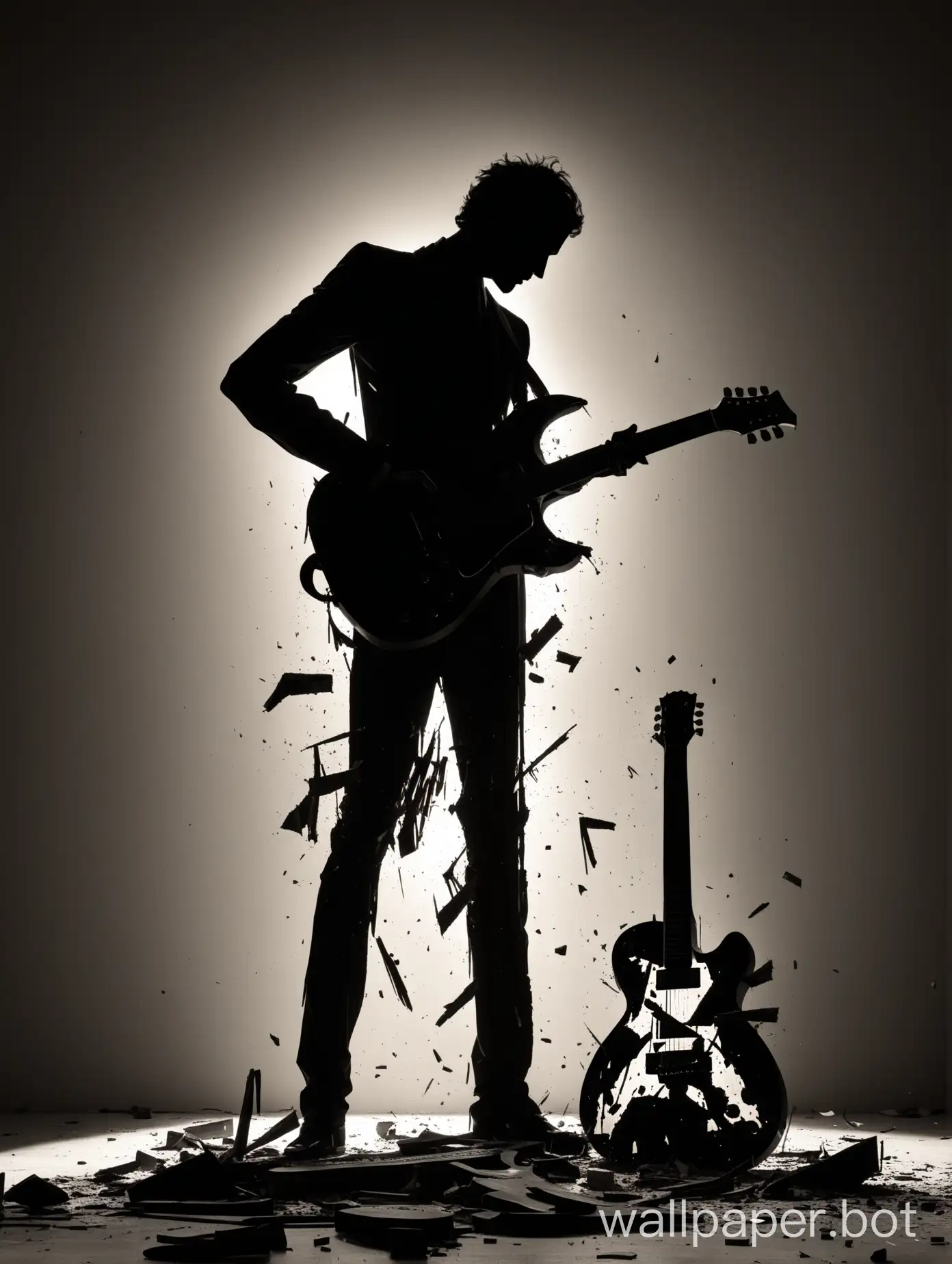 Silhouette-of-a-Man-Destroying-a-Guitar