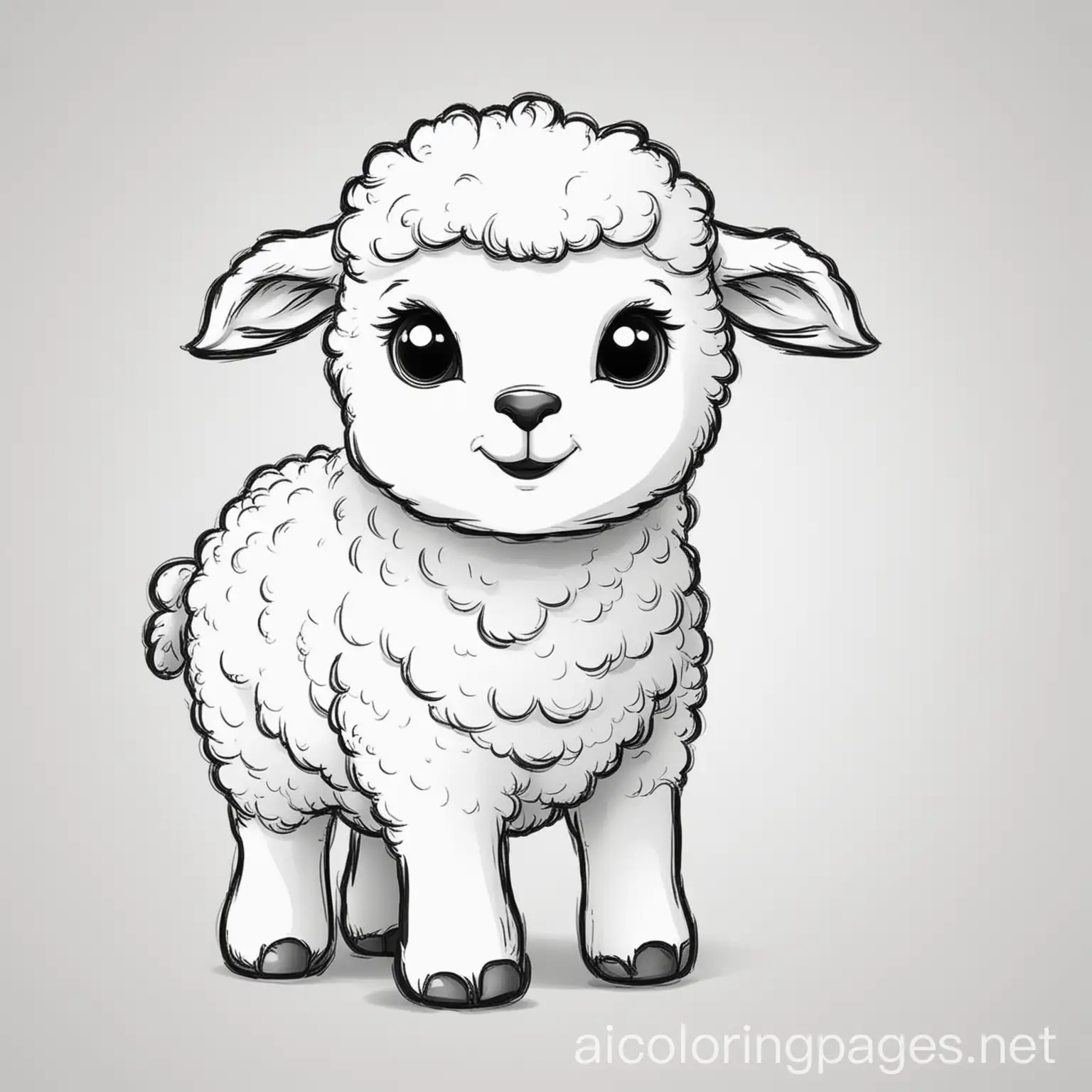 baby sheep, Coloring Page, black and white, line art, white background, Simplicity, Ample White Space, Coloring Page, black and white, line art, white background, Simplicity, Ample White Space. The background of the coloring page is plain white to make it easy for young children to color within the lines. The outlines of all the subjects are easy to distinguish, making it simple for kids to color without too much difficulty