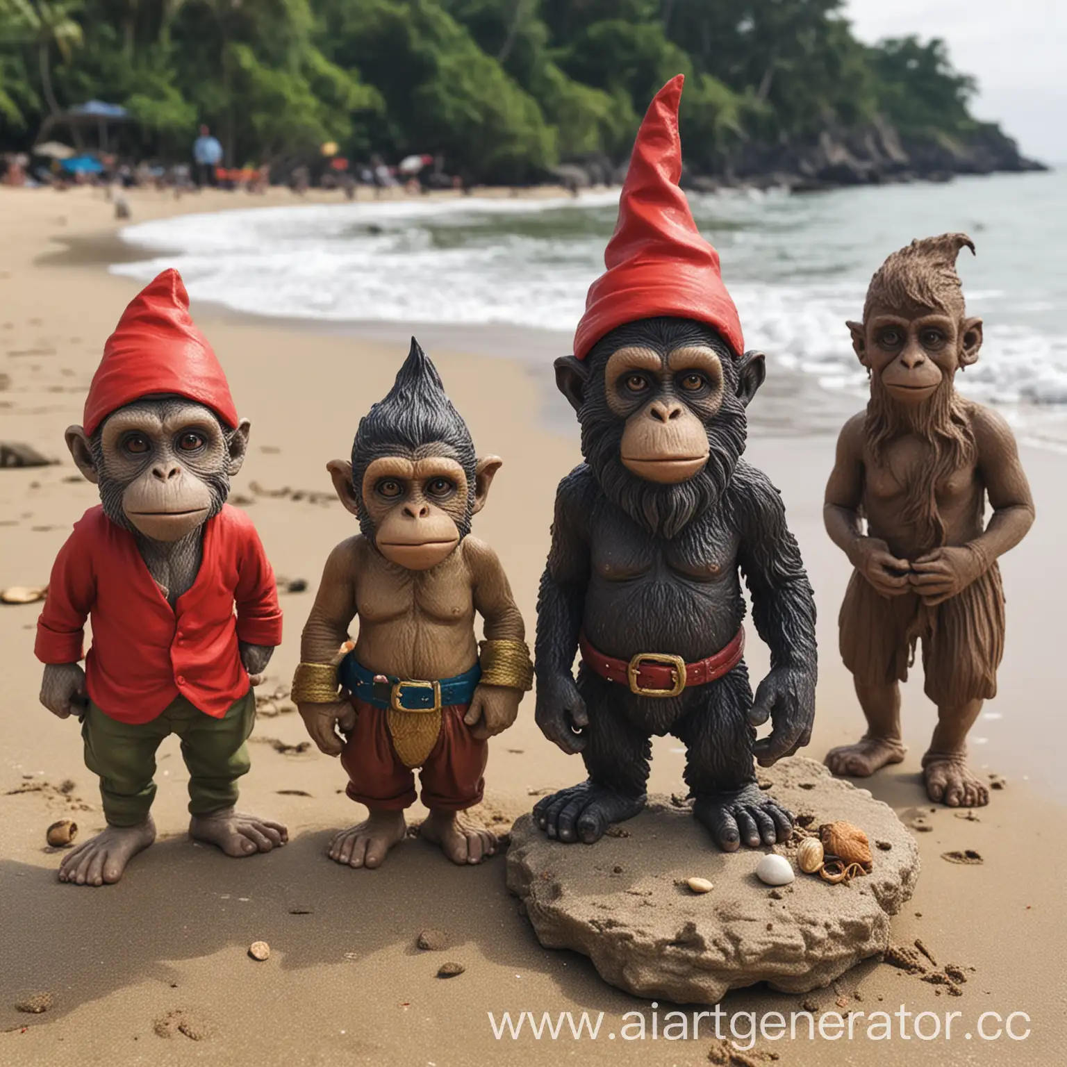 Диман живая обезьяна, Саня живая обезьяна, и злобный гном Анрюха на пляже