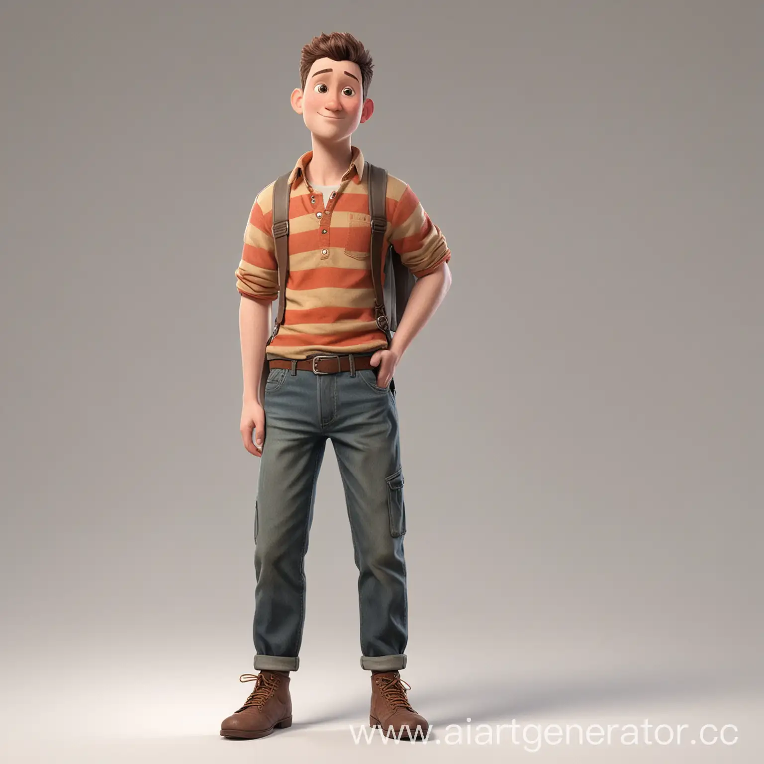 Cartoon-Male-Character-with-Short-Haircut-Standing-Up