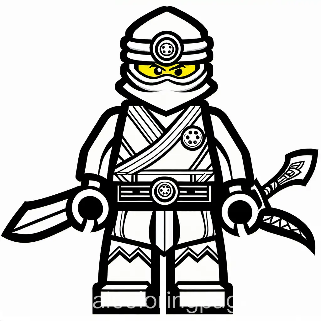 kai from ninjago, Coloring Page, black and white, line art, white background, Simplicity, Ample White Space. The background of the coloring page is plain white to make it easy for young children to color within the lines. The outlines of all the subjects are easy to distinguish, making it simple for kids to color without too much difficulty