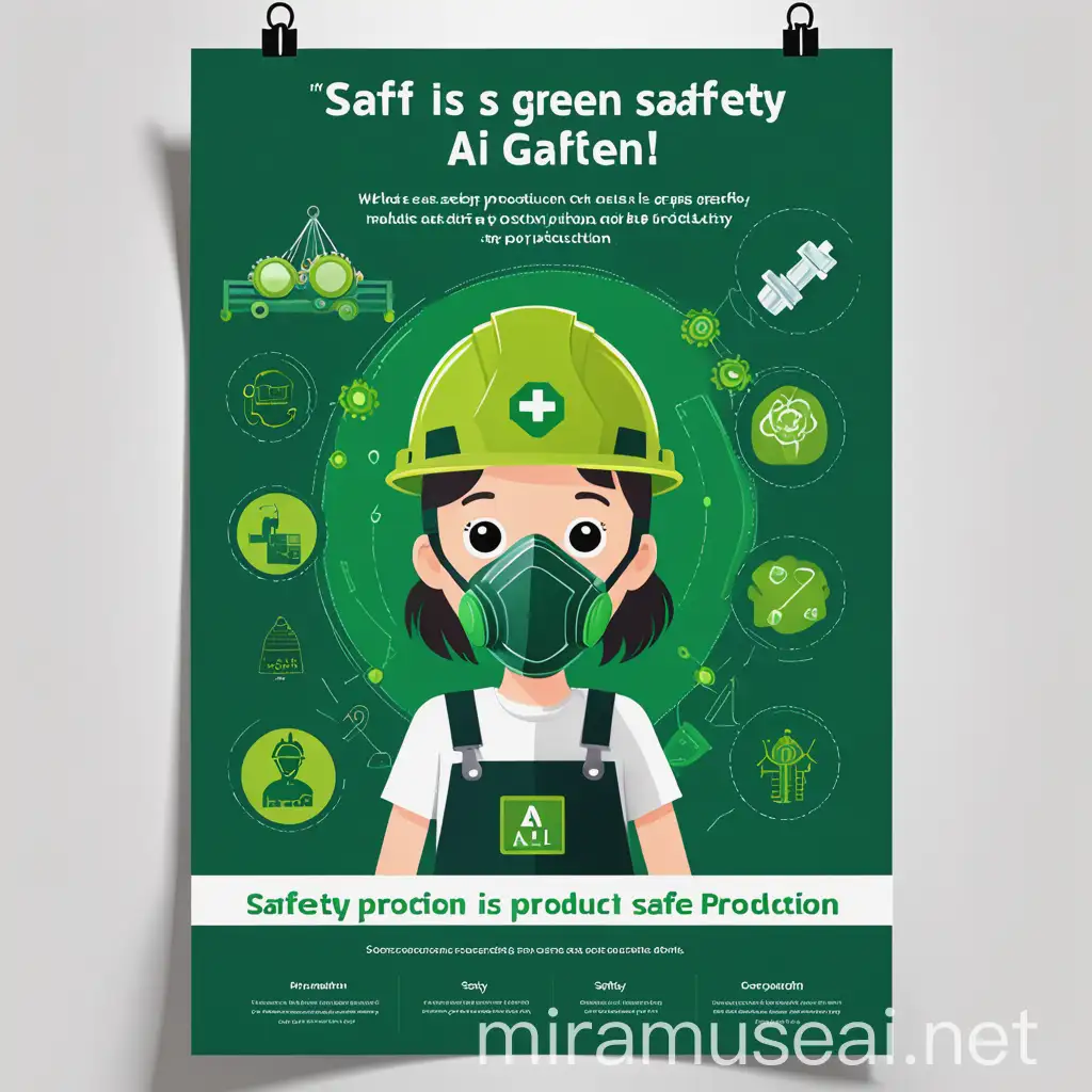 制作一个海报，主题是青AI安全，可以围绕安全生产月的方式制作