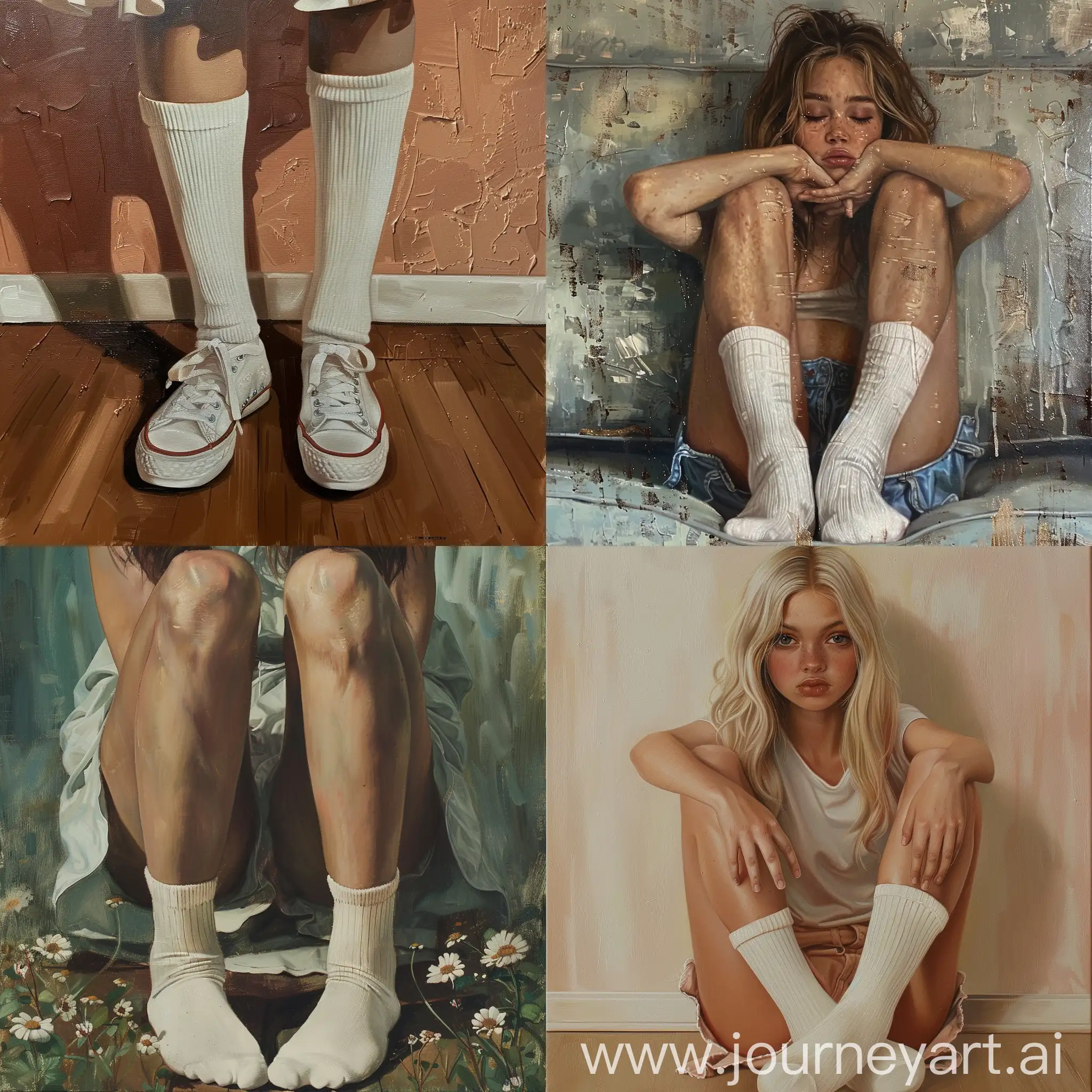 Girl-in-White-Socks-Innocence-and-Charm-Captured-in-Digital-Art