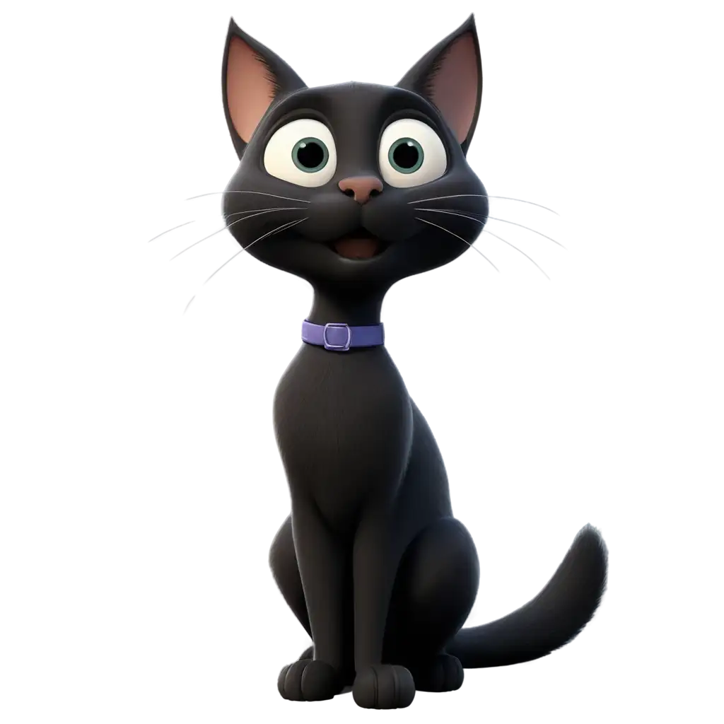 3d black cat render Pixar Disney style