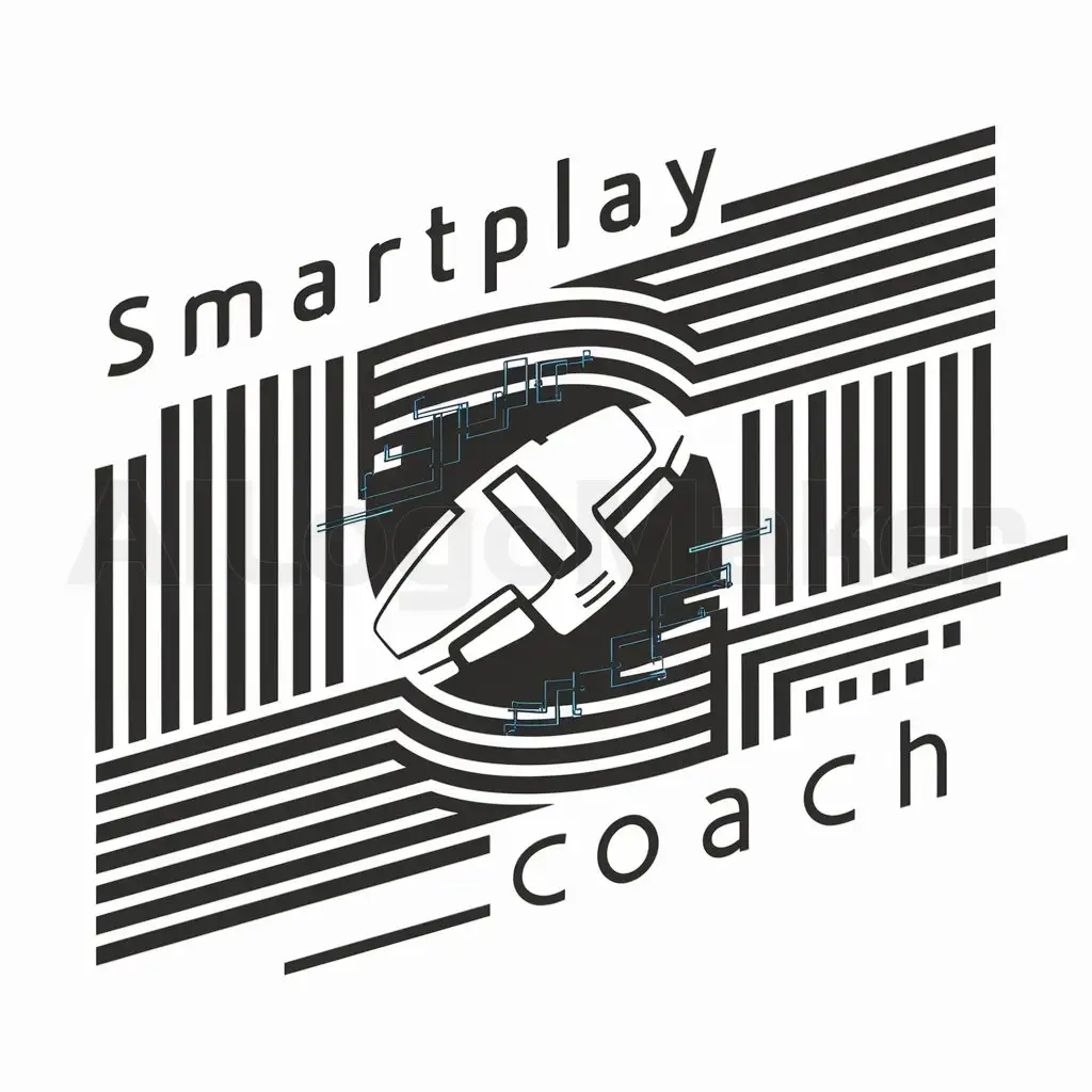 a logo design,with the text "SmartPlay Coach", main symbol:The central element of the logo could be a stylized depiction of a football field, with bold lines representing the yard lines and end zones. Within this field, a sleek, futuristic device could be illustrated, symbolizing the SmartPlay Coach itself. Perhaps it could be depicted as a small, streamlined wearable device with subtle indicators of its advanced features, such as sensors or data streams. Surrounding the football field and device, the text 'SmartPlay Coach' could be written in a clean, modern font, emphasizing the product's name and its role as a coach's tool.,Moderate,be used in Sports Fitness industry,clear background