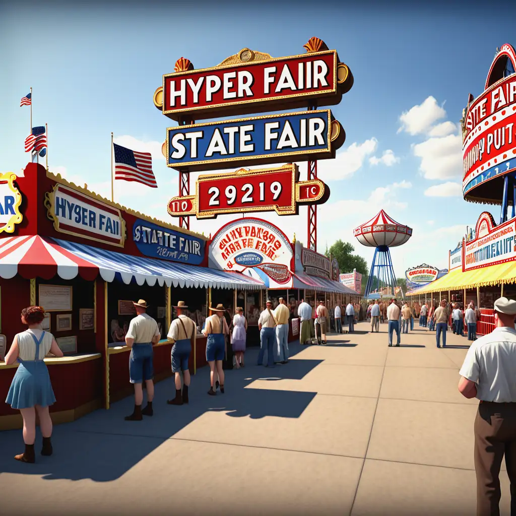 Hyper Realistic 1920 State Fair Signage in Ground View 16K HD