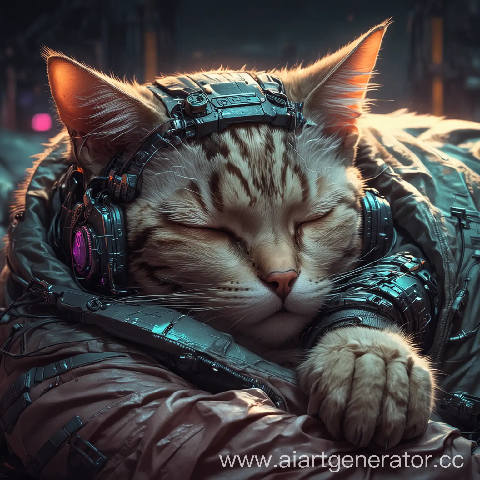 Sleeping-Cat-in-Cyberpunk-Style