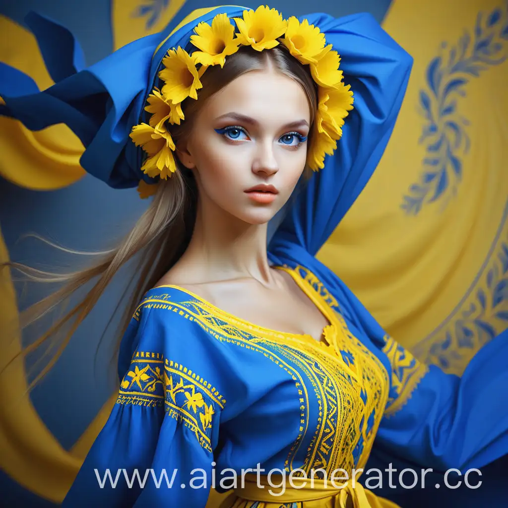 Beautiful-Girl-in-Ukrainian-Vyshyvanka-Dress-Art-in-Alfred-Moho-Style