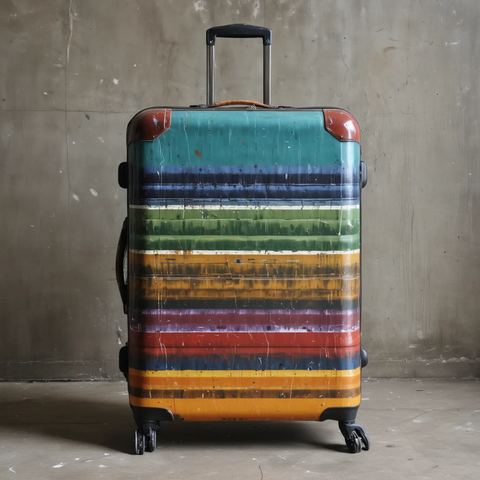 large trippy masculine colors industrial hard shell suitcase
