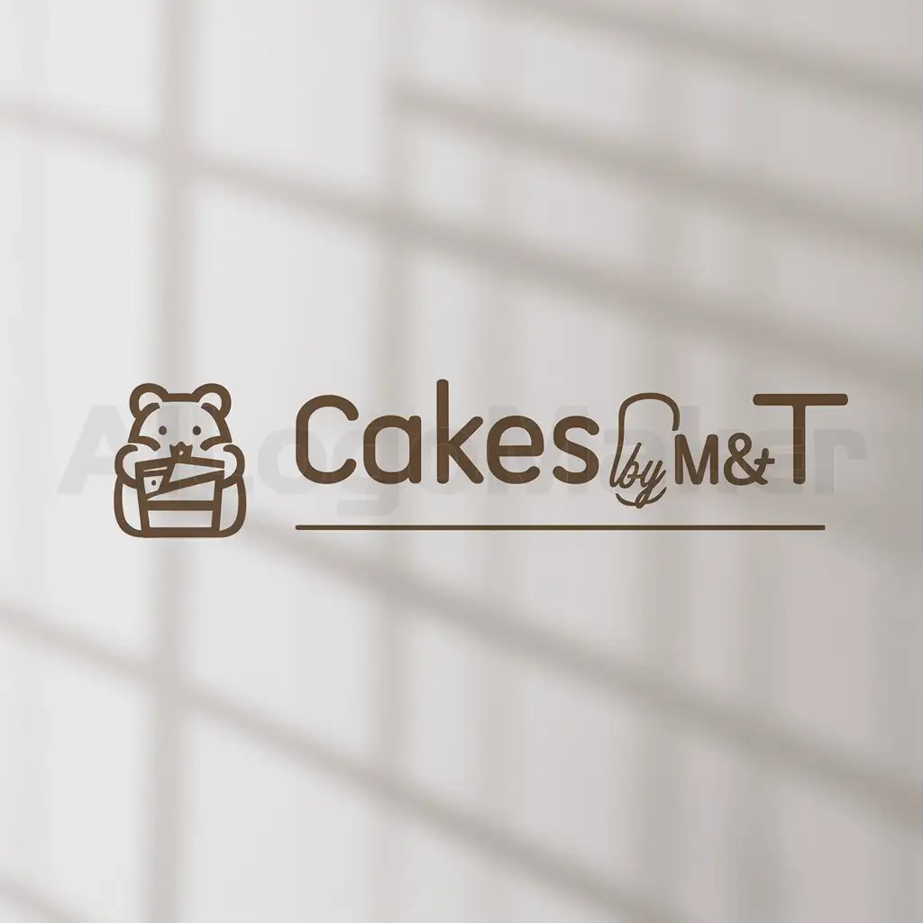a logo design,with the text "Cakes by M&T", main symbol:Hamster and Cake and light brown theme and minimal,Moderate,be used in Restaurant industry,clear background