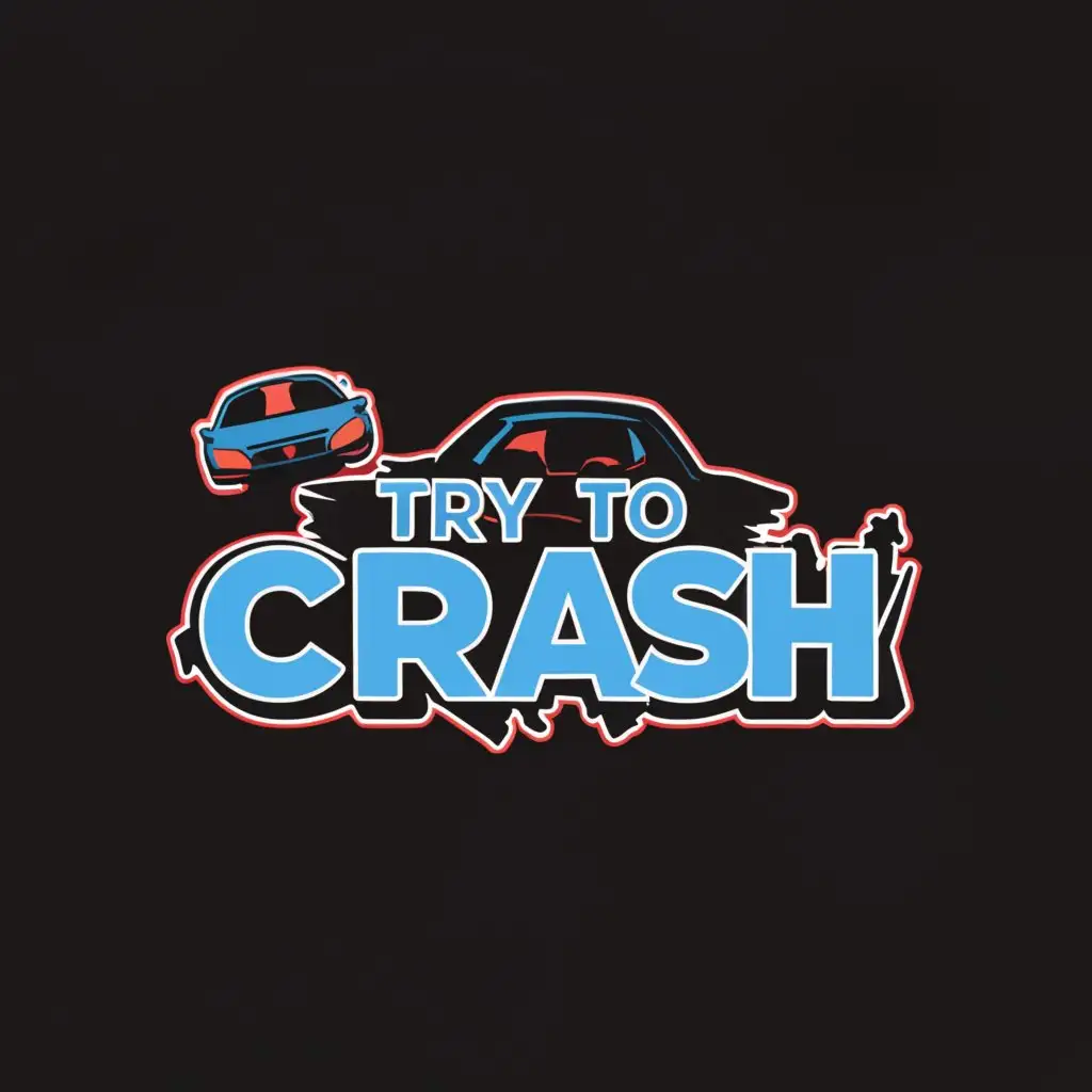 a logo design,with the text "Try To Crash", main symbol:In this prompt, there's a scene involving cars crashing, but the focus is on what's happening behind the scenes, like the mechanics or the drivers' reactions. Additionally, there's a request for the inclusion of text that either appears in three dimensions (3D) or more than five pieces.,complex,be used in 0 industry,clear background