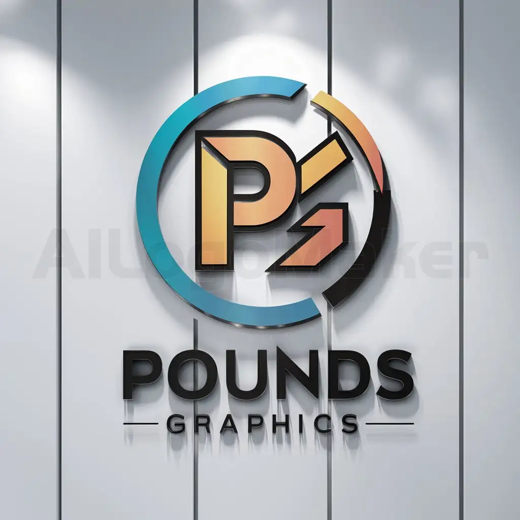 LOGO-Design-for-Pounds-Graphics-Sleek-3D-Logo-for-Graphic-Designers-with-Clear-Background