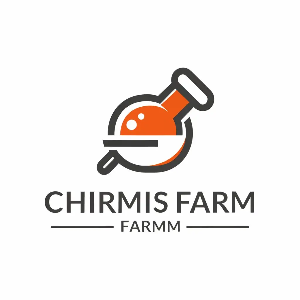 a logo design,with the text "Chirmis Farm", main symbol: mortar and pestle
,Moderate,be used in pharmaceutical industry,clear background