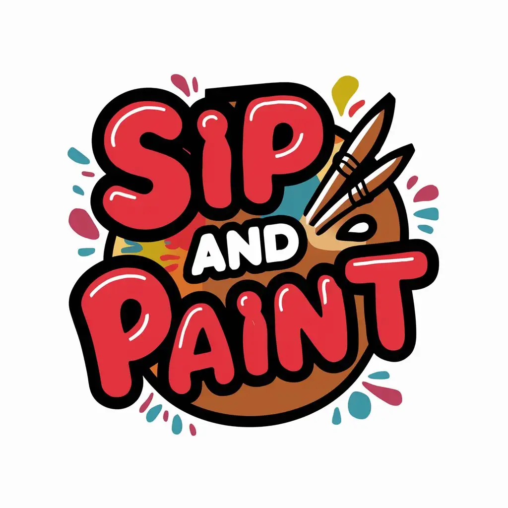 Sip and Paint Logo in Bubble Letters