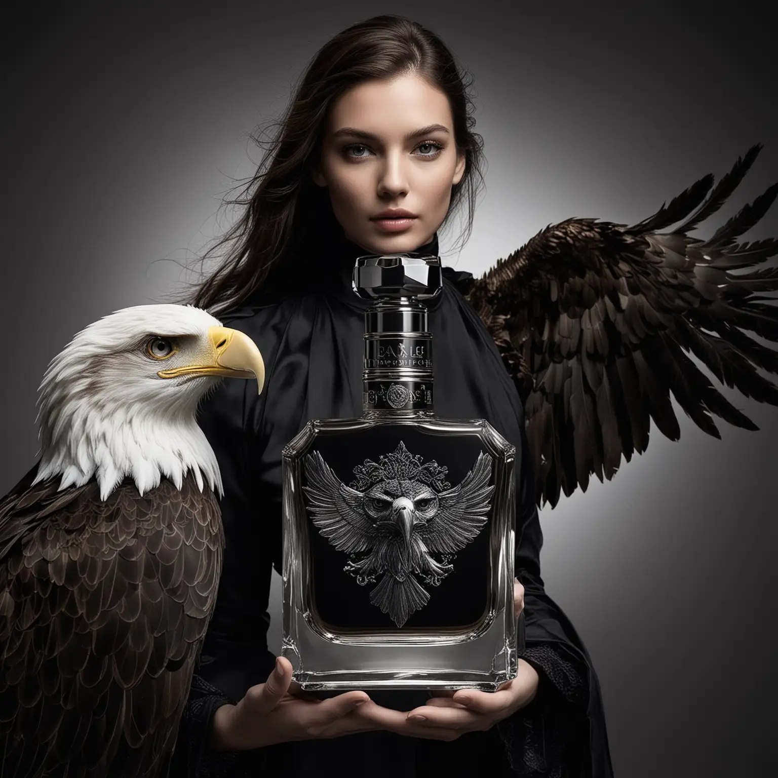 Elegant-Model-with-Subtle-Eagle-Fusion-and-Black-Dress-Perfume-Campaign