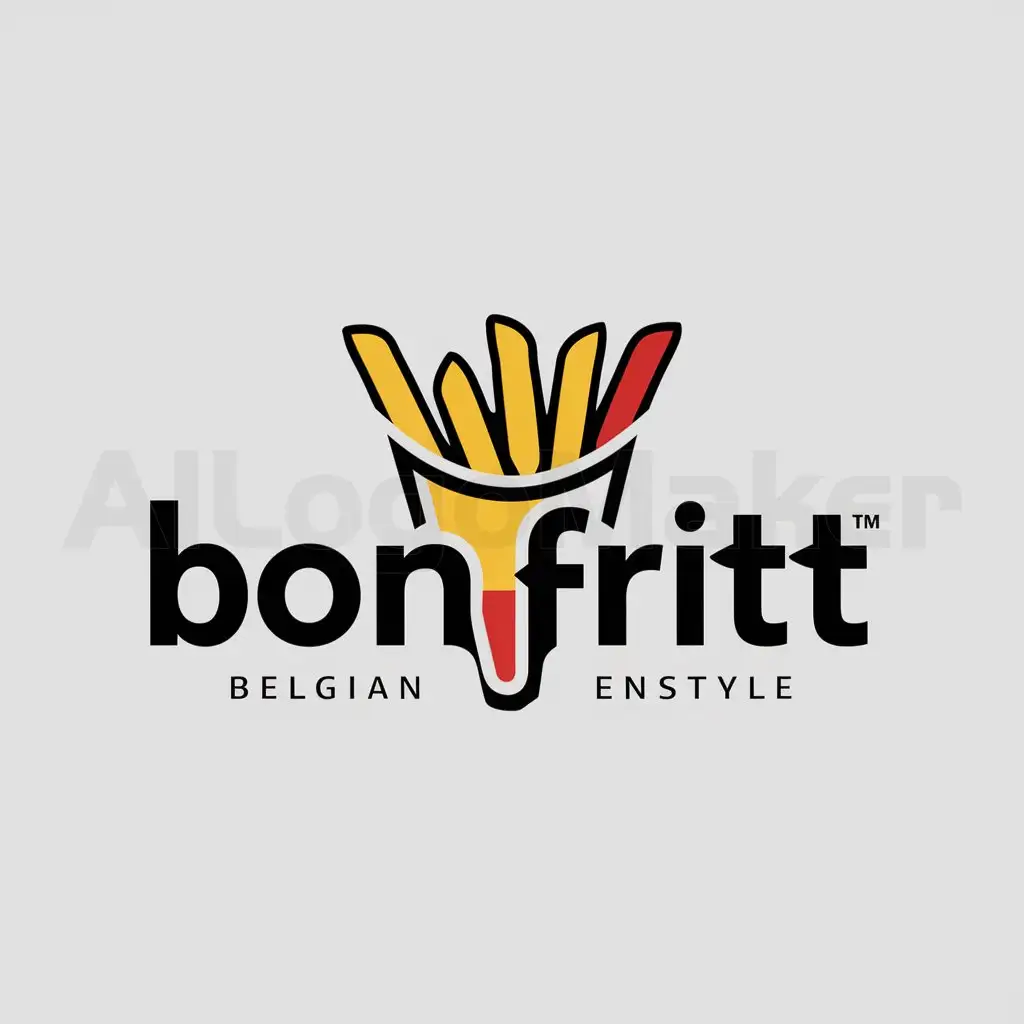 a logo design,with the text "BonFritt", main symbol:create for me a minimalistic fries logo for Belgian fries. Add also the Belgian flag in the logo.,Moderate,be used in Others industry,clear background