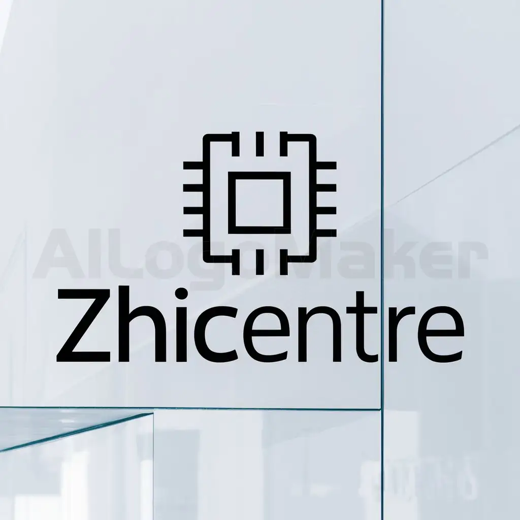 a logo design,with the text "Zhicentre", main symbol:chip,Minimalistic,clear background