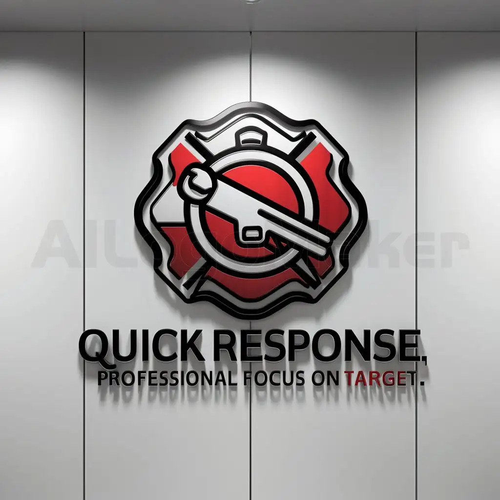 a logo design,with the text "QUICK RESPONSE PROFESSIONAL FOCUS ON TARGET", main symbol:RESCUE,complex,be used in RESCUE industry,clear background