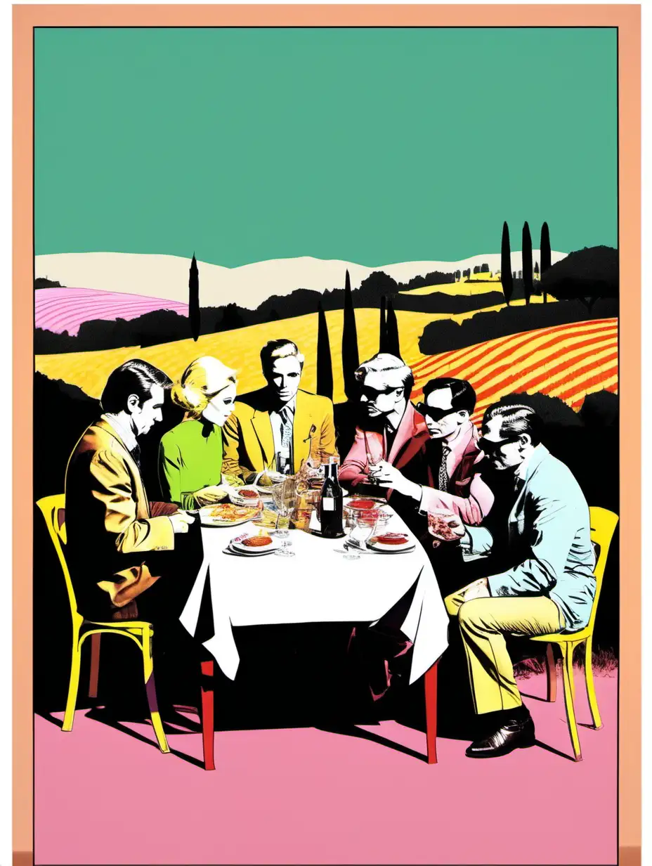 Contemporary Men Serving Wives Al Fresco Andy WarholInspired Poster