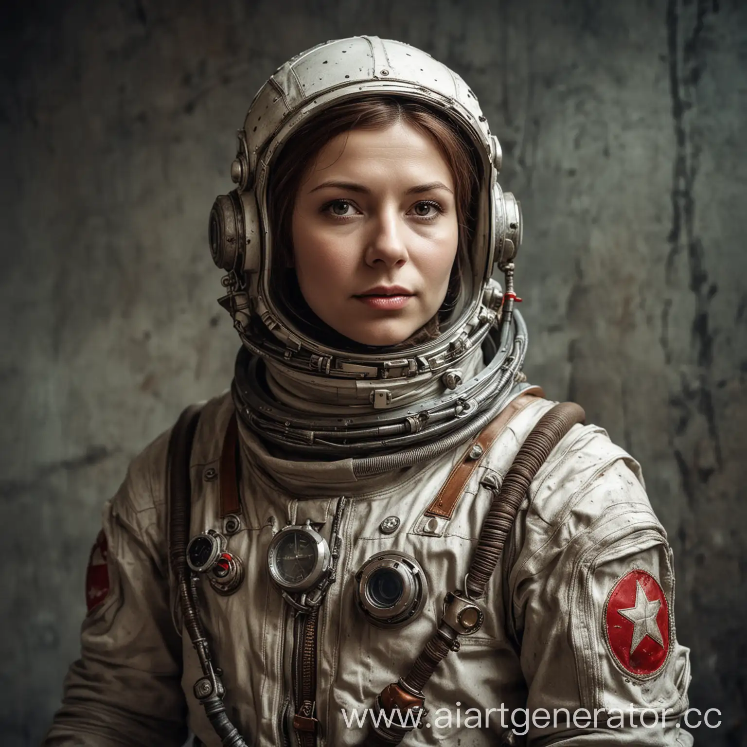 Soviet cosmonaut in a concrete spacesuit. Steampunk