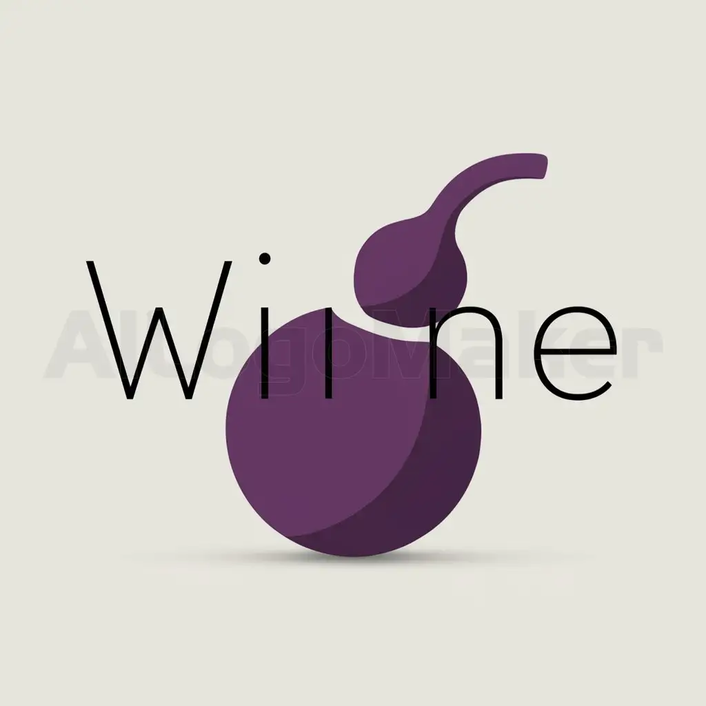a logo design,with the text "Wine", main symbol:main symbol:Purple gourd Gourd is 45° tilted,Minimalistic,clear background, pure color, no reflection,complex,clear background