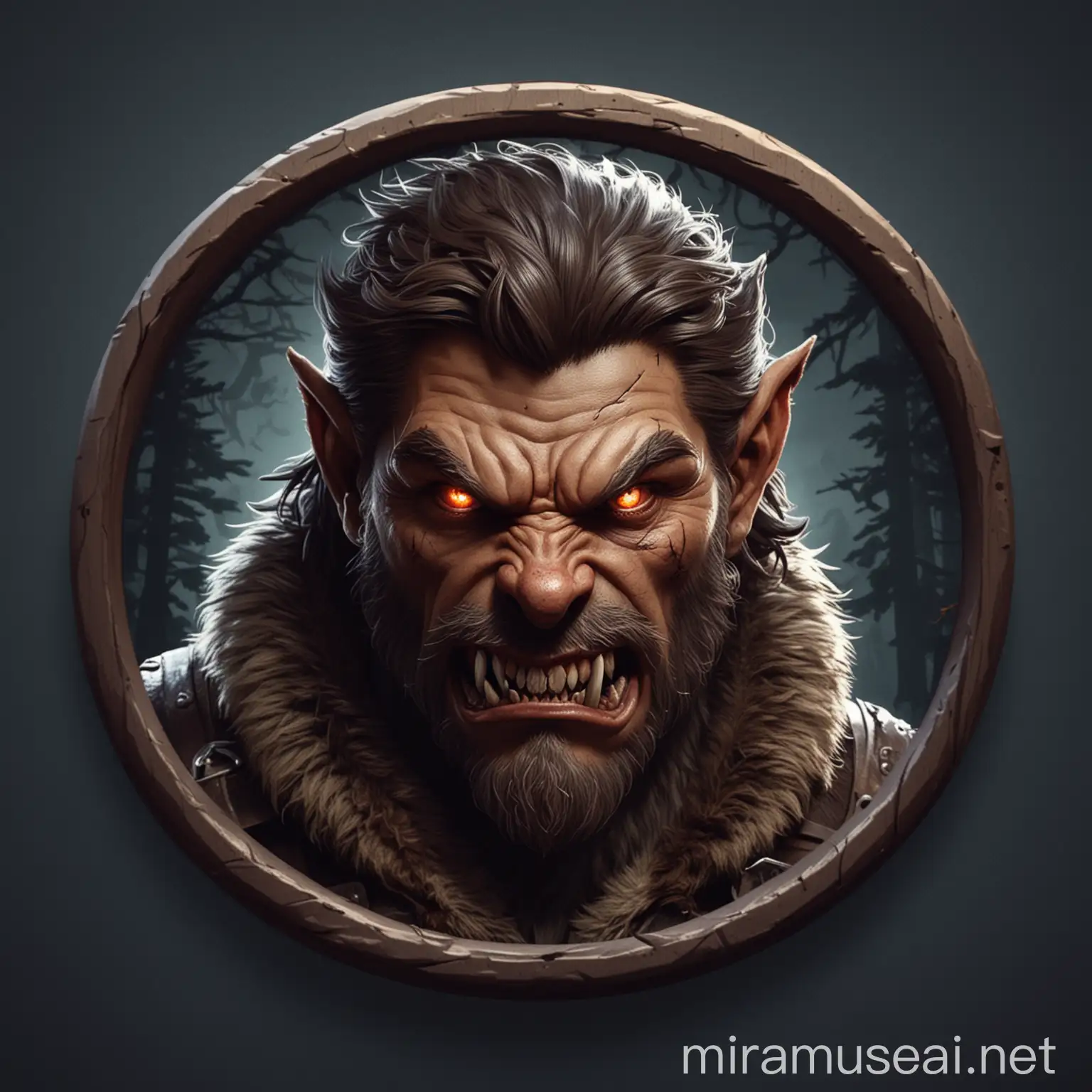 a 1:1 rounded icon for a hunter of werewolf game