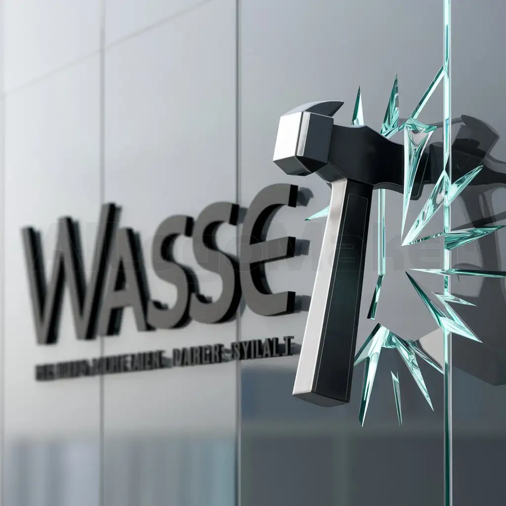 a logo design,with the text "Wasse", main symbol:breaks glass Hammer,Moderate,clear background