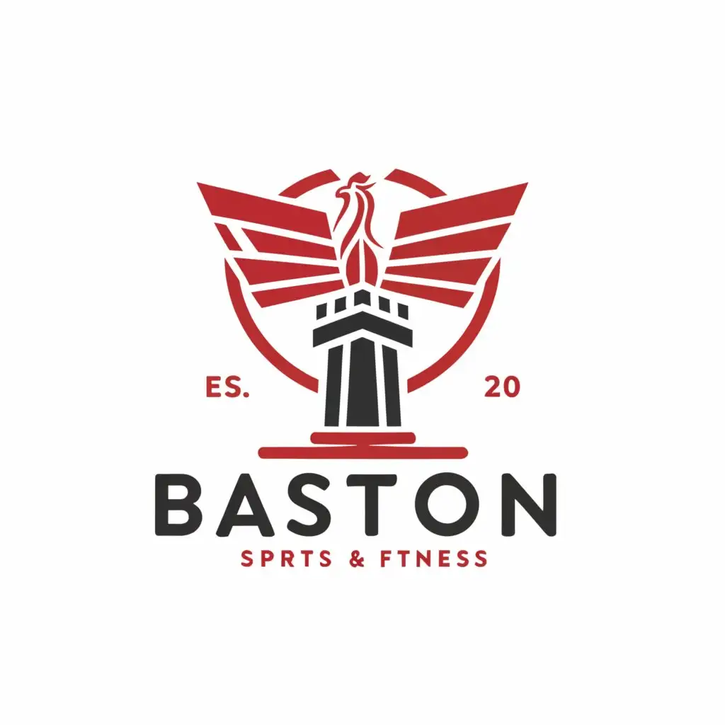 a logo design,with the text "Bastion", main symbol:Tower Bastion, Phoenix, rose, stone flower,Minimalistic,be used in Sports Fitness industry,clear background