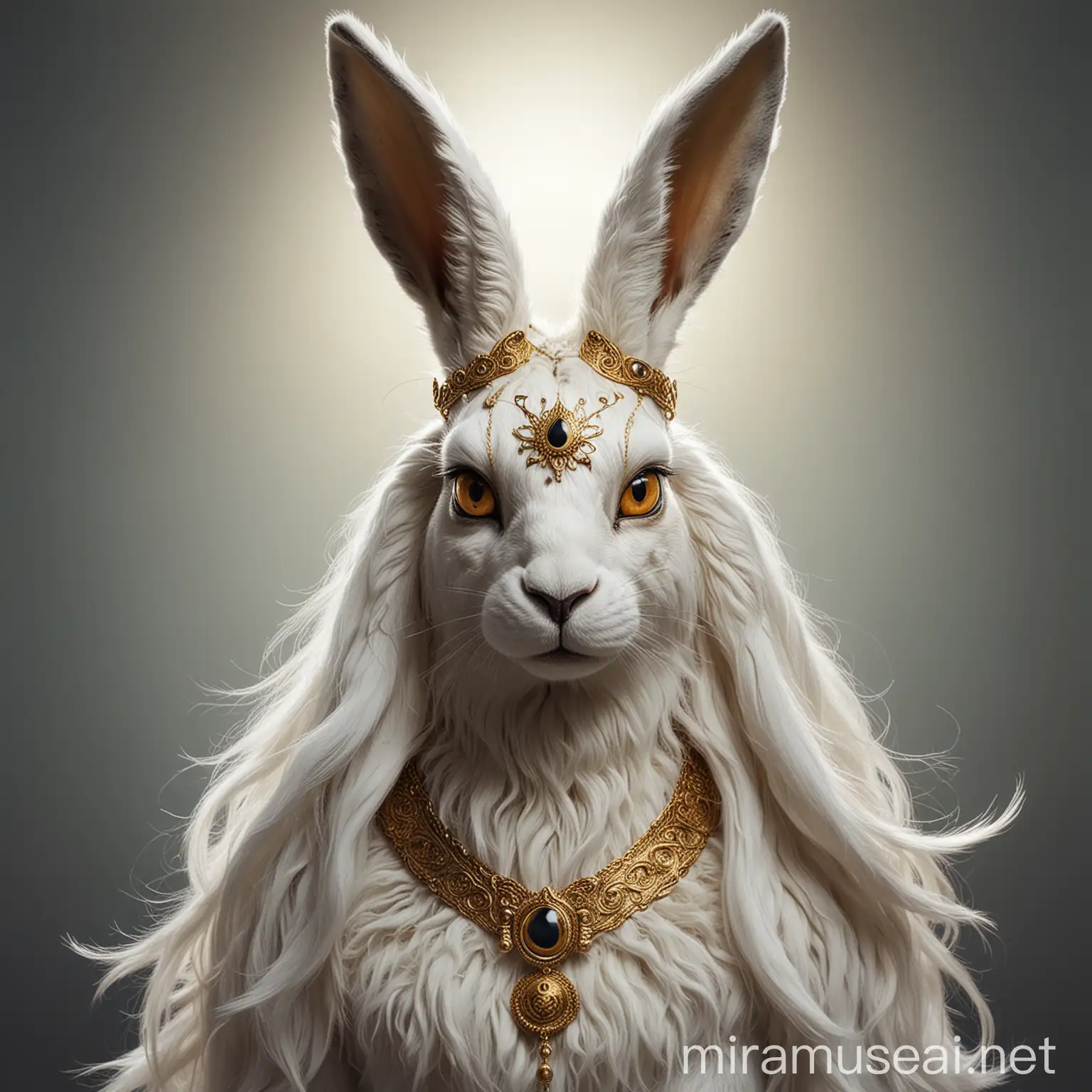 Mythical Goddess Hare with Third Eye in Majestic Colors