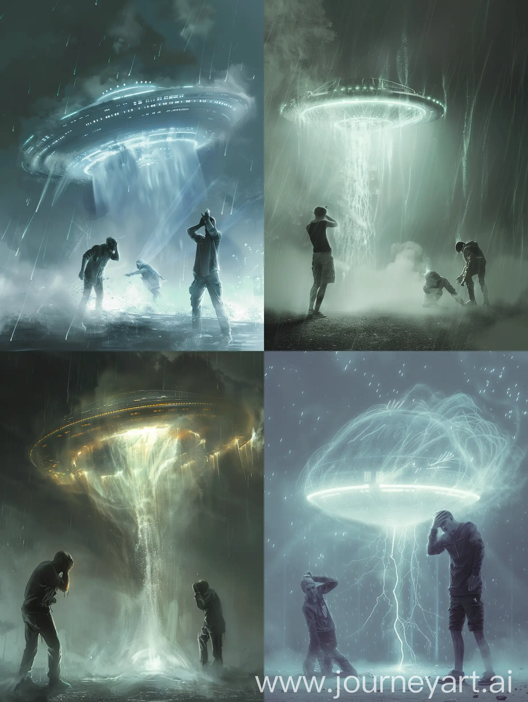 Mysterious-UFO-Emitting-Cold-Light-with-Terrified-Agents-in-Silvery-Fog