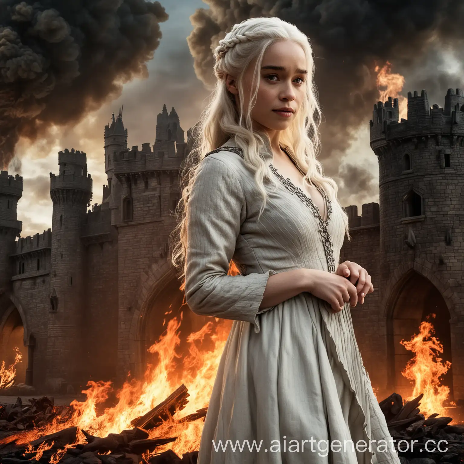 Three-Dragons-Breathing-Fire-at-Emilia-Clarke-as-Daenerys-Targaryen-in-Game-of-Thrones